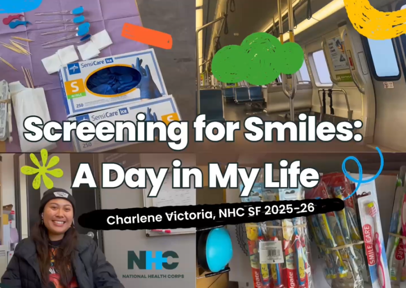 A cover page for Charlene's vlog reading "Screening for Smiles: A Day in My Life".