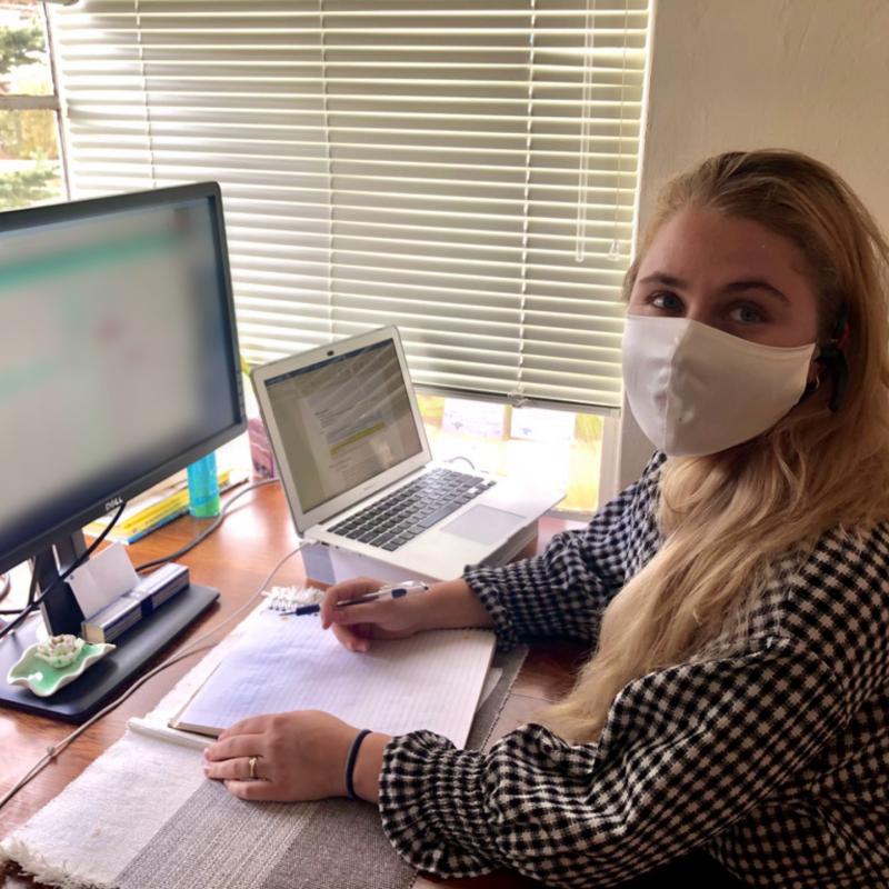 Sophia Artis during her service hours at SFDPH.