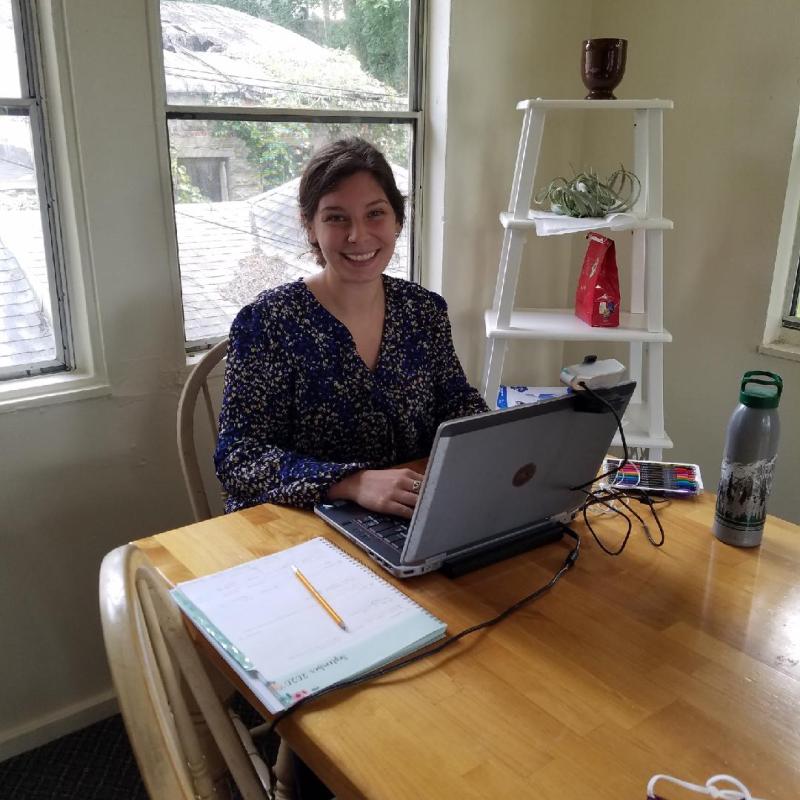 Brianna serving at home.