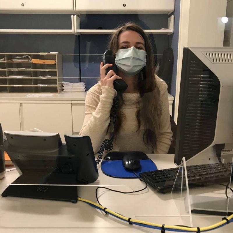 Maria on site taking a phone call.