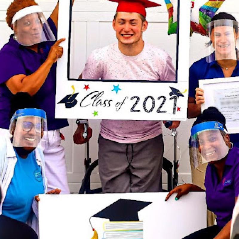 Jasmine and the JaxHATS team participate in their annual socially distanced graduation drive-by event to celebrate all of their patients that have graduated this year. 