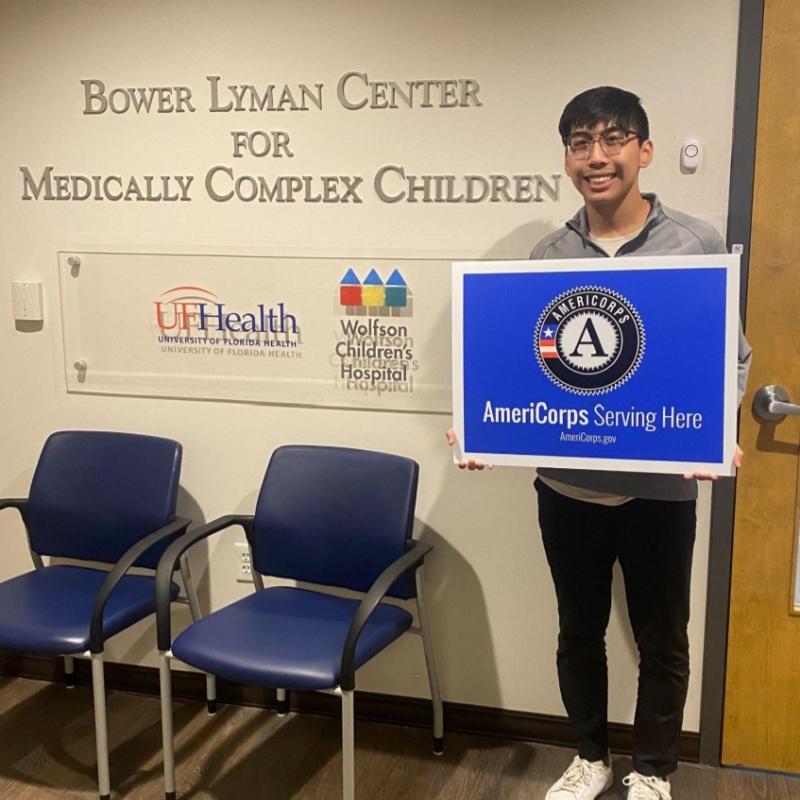 Pictured is Chris at his host site