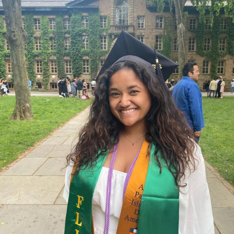 Me at my graduation last year proudly wearing my FLI (First Gen Low Income) Stole