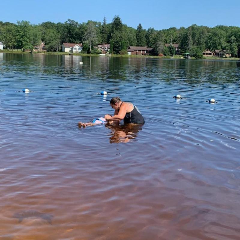 Audrey swim lessons in lake